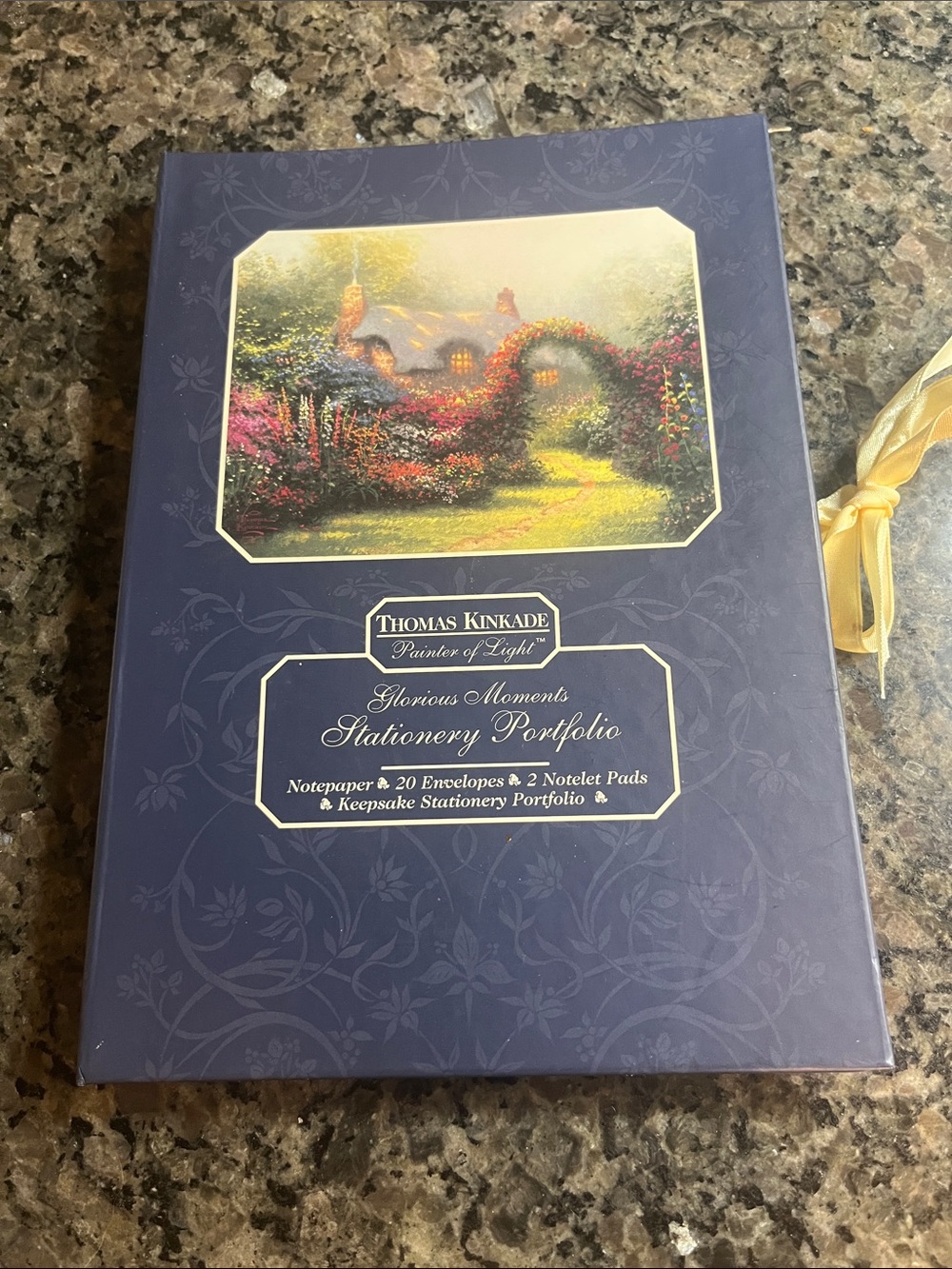 Thomas Kinkade Stationery Portfolio in dark blue with Gold Accents